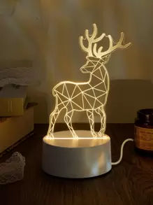 1 件 3D 一品红鹿夜灯，USB 供电带开关控制，暖光，适合圣诞装饰、家居装饰、卧室装饰、床头装饰和圣诞礼物 - 黃色 - 查看 3