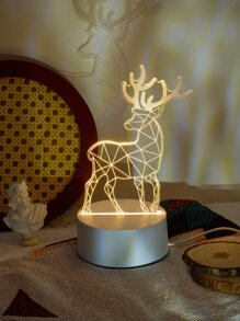 1 件 3D 一品红鹿夜灯，USB 供电带开关控制，暖光，适合圣诞装饰、家居装饰、卧室装饰、床头装饰和圣诞礼物 - 黃色 - 查看 4