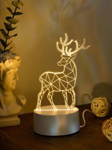 1 件 3D 一品红鹿夜灯，USB 供电带开关控制，暖光，适合圣诞装饰、家居装饰、卧室装饰、床头装饰和圣诞礼物 - 黃色 - 查看 1