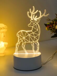 1 件 3D 一品红鹿夜灯，USB 供电带开关控制，暖光，适合圣诞装饰、家居装饰、卧室装饰、床头装饰和圣诞礼物 - 黃色 - 查看 2