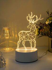 1 件 3D 一品红鹿夜灯，USB 供电带开关控制，暖光，适合圣诞装饰、家居装饰、卧室装饰、床头装饰和圣诞礼物 - 黃色 - 查看 6