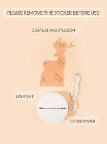 1 件 3D 一品红鹿夜灯，USB 供电带开关控制，暖光，适合圣诞装饰、家居装饰、卧室装饰、床头装饰和圣诞礼物 - 黃色 - 查看 7