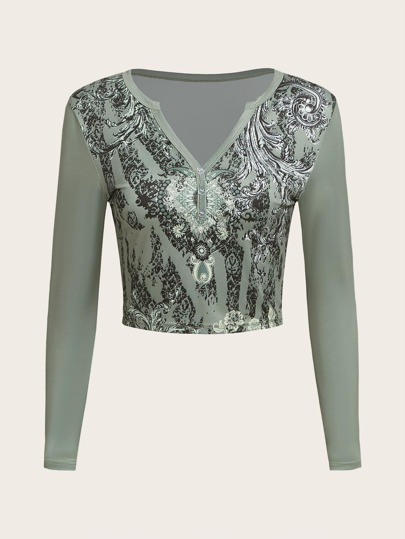 Fairycore T-shirt Boutonné Imprimé Floral