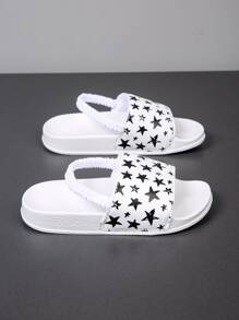 Boys Star Pattern Slippers - White - View 2