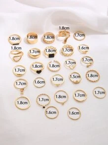 17KM 27 件心形和蝴蝶装饰戒指情人节 - 金黃色 - 查看 3