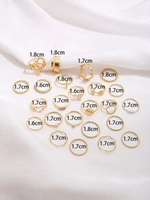 24pcs Butterfly & Rhinestone Decor Ring - Yellow Gold - View 3