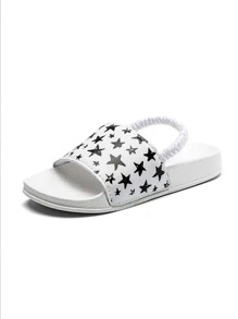 Boys Star Pattern Slippers - White - View 3