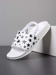 Boys Star Pattern Slippers - White - View 4