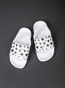 Boys Star Pattern Slippers - White - View 5