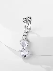水鑽愛心掛飾臍釘中性時尚朋克身體穿刺首飾 - 銀色 - 查看 1