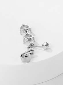 水鑽愛心掛飾臍釘中性時尚朋克身體穿刺首飾 - 銀色 - 查看 2