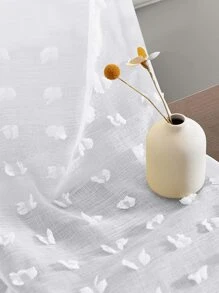 1 件白色紗球切花巴里紗窗簾,聚酯纖維材質,適合客廳、臥室、門窗裝飾 - 白色 - 查看 2