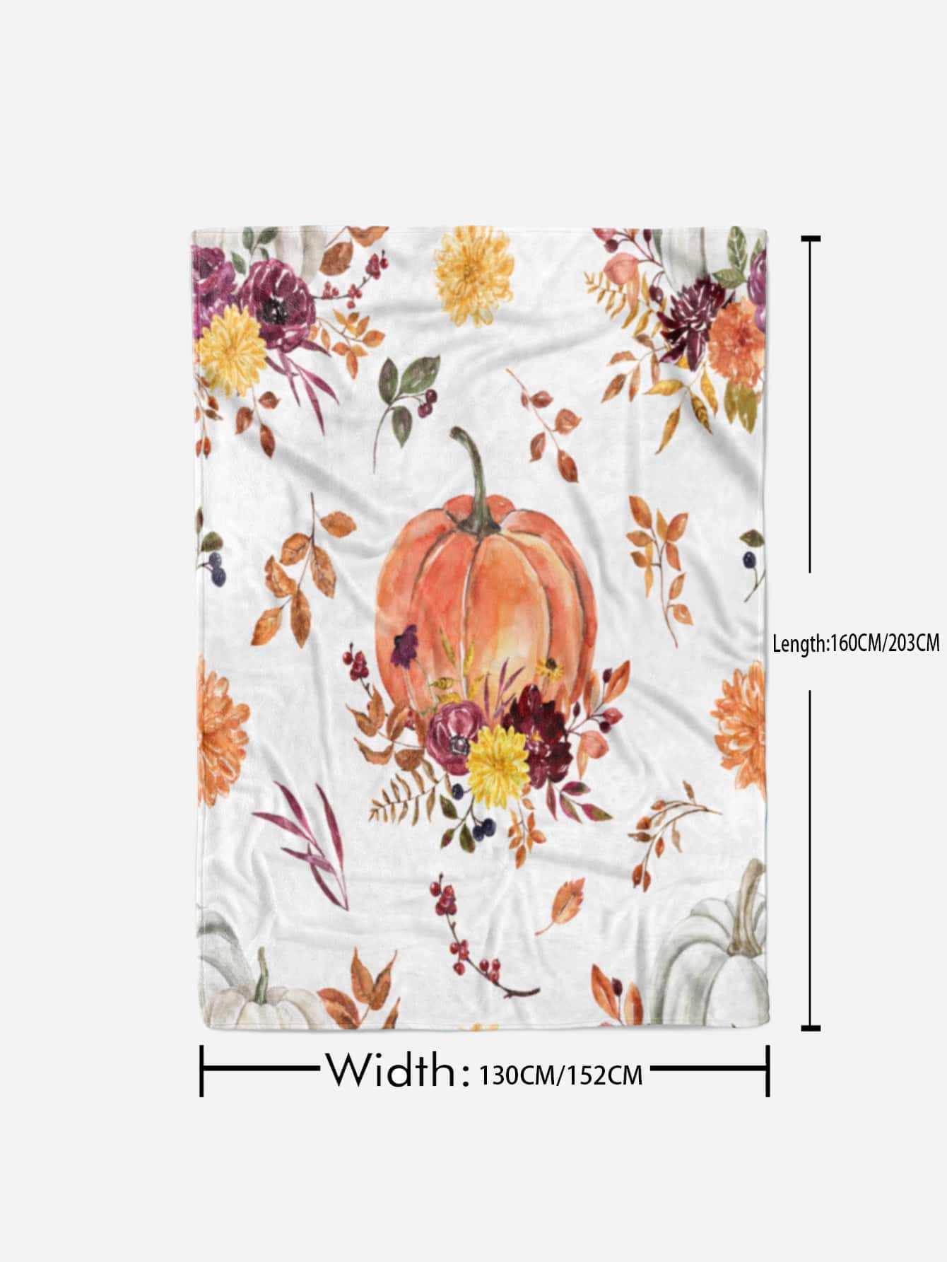 1pc Pumpkin & Flower Pattern Blanket - Multicolor - View 3