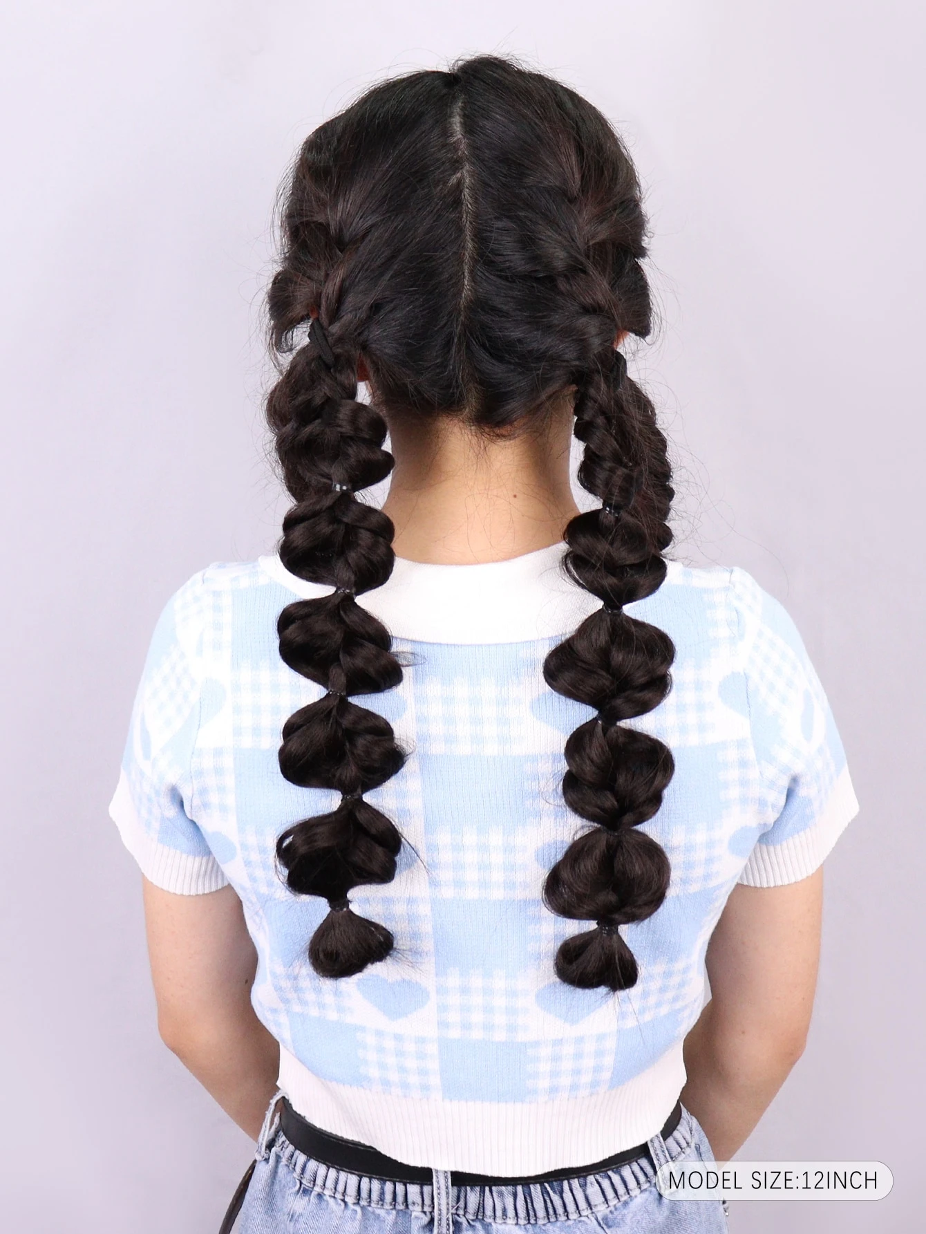 Miniatura 2 de Extensión del pelo corto trenzado coleta sintético Café integral