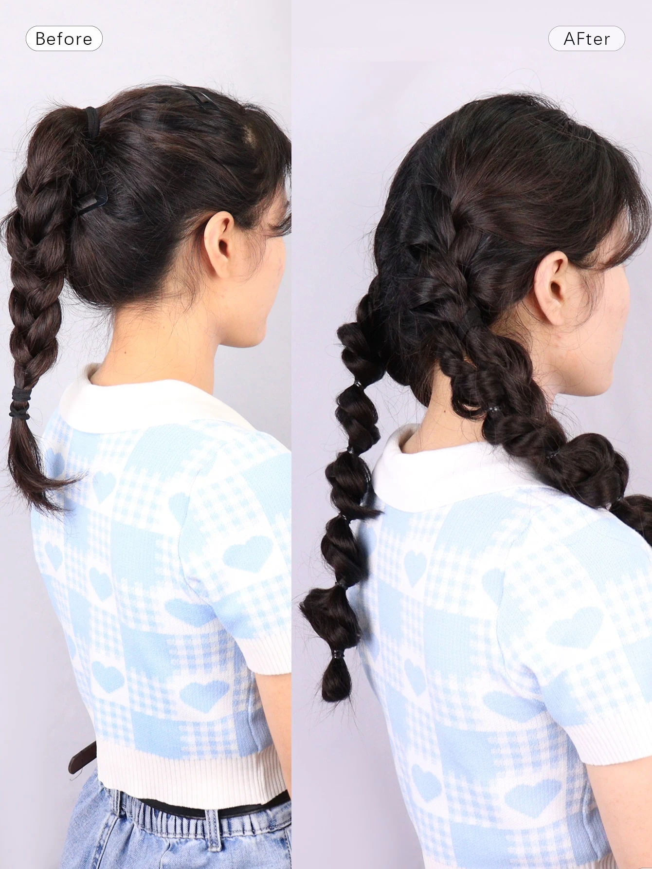 Miniatura 3 de Extensión del pelo corto trenzado coleta sintético Café integral