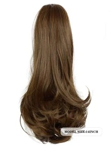 短小波浪馬尾合成纖維接髮帶爪 - 棕色 - 查看 2