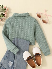 Toddler Girls Turtle Neck Pullover - Green - View 2