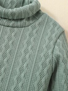 Toddler Girls Turtle Neck Pullover - Green - View 3