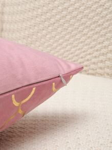 金屬質感幾何樣式靠墊套不附帶墊芯 - 粉色 - 查看 2