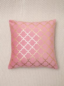 金屬質感幾何樣式靠墊套不附帶墊芯 - 粉色 - 查看 3
