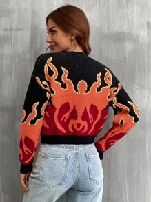SHEIN Unity Fire Pattern Drop Shoulder Cardigan - Multicolor - View 2