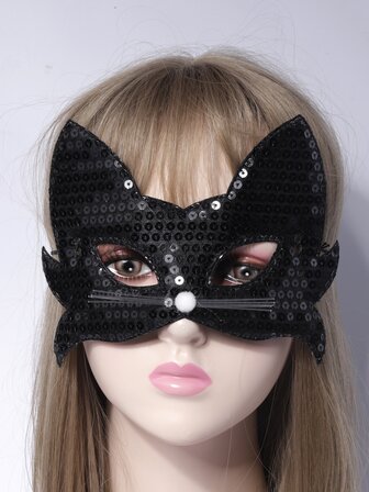 Sequin Decor Cat Design Costume Eye Shield