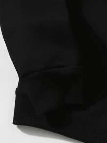 SHEIN EZwear Solid Thermal Lined Pullover - Black - View 4