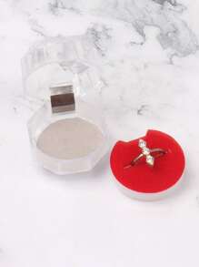 1入組塑膠首飾類透明戒指收纳盒 - 紅色 - 查看 5