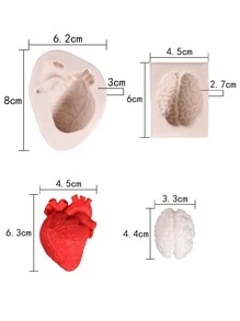 2pcs Simulation Organ Heart Shaped Silicone Mold, Halloween 3D Fondant Mold For DIY Pudding Chocolate Candy Desserts, Cake Decorating Supplies, Baking Supplies, Kitchen Items, Halloween Decor, Halloween Supplies, Weird Stuff, Unusual Items - Grey - View 3