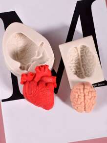 2pcs Simulation Organ Heart Shaped Silicone Mold, Halloween 3D Fondant Mold For DIY Pudding Chocolate Candy Desserts, Cake Decorating Supplies, Baking Supplies, Kitchen Items, Halloween Decor, Halloween Supplies, Weird Stuff, Unusual Items - Grey - View 6