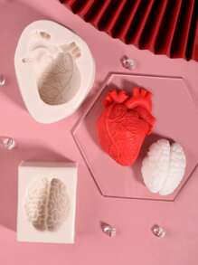 2pcs Simulation Organ Heart Shaped Silicone Mold, Halloween 3D Fondant Mold For DIY Pudding Chocolate Candy Desserts, Cake Decorating Supplies, Baking Supplies, Kitchen Items, Halloween Decor, Halloween Supplies, Weird Stuff, Unusual Items - Grey - View 7