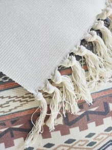 Alfombra con patrón geométrico con diseño de fleco - Multicolor - Ver 3