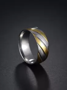 1 件男士不锈钢多色戒指，简约时尚，适合日常休闲佩戴 - 彩色 - 查看 2