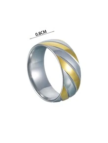 1 件男士不锈钢多色戒指，简约时尚，适合日常休闲佩戴 - 彩色 - 查看 3