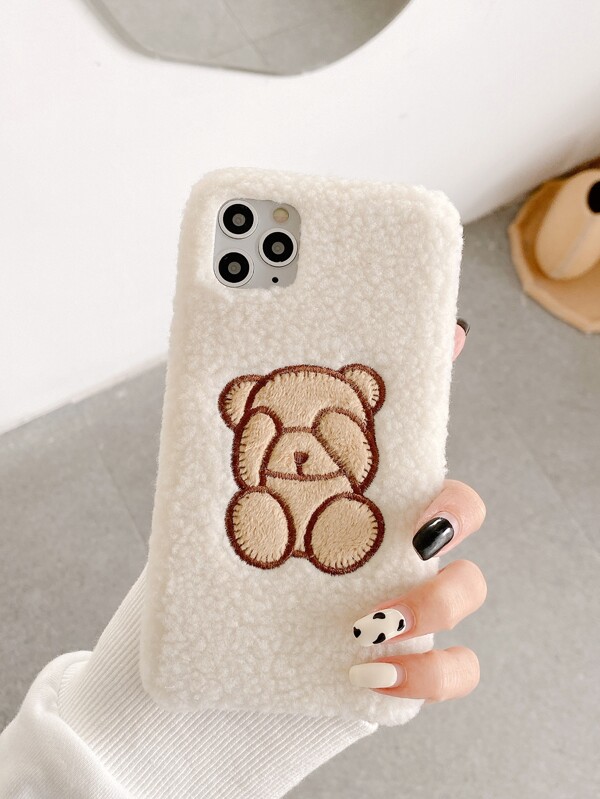 كفر موبايل مرقع بدب رسوم كارتون زغبي