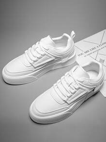 Men Lace-up Front Skate Shoes - White - View 1