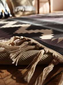 Geometric Pattern Fringe Trim Rug - Multicolor - View 4