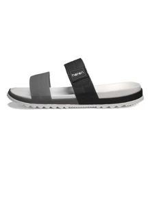 Men's Spring To Summer Casual Plastic Flip Flops With Two Stripes, Comfortable Waterproof Solid Color Flat Sandals For Daily Wear - Black - View 10