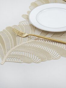 1入組鏤空樹葉形狀餐墊 - 金色 - 查看 2