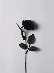 1入組黑色滌綸人造玫瑰花莖家居裝飾用人造花卉 - 黑色 - 查看 1