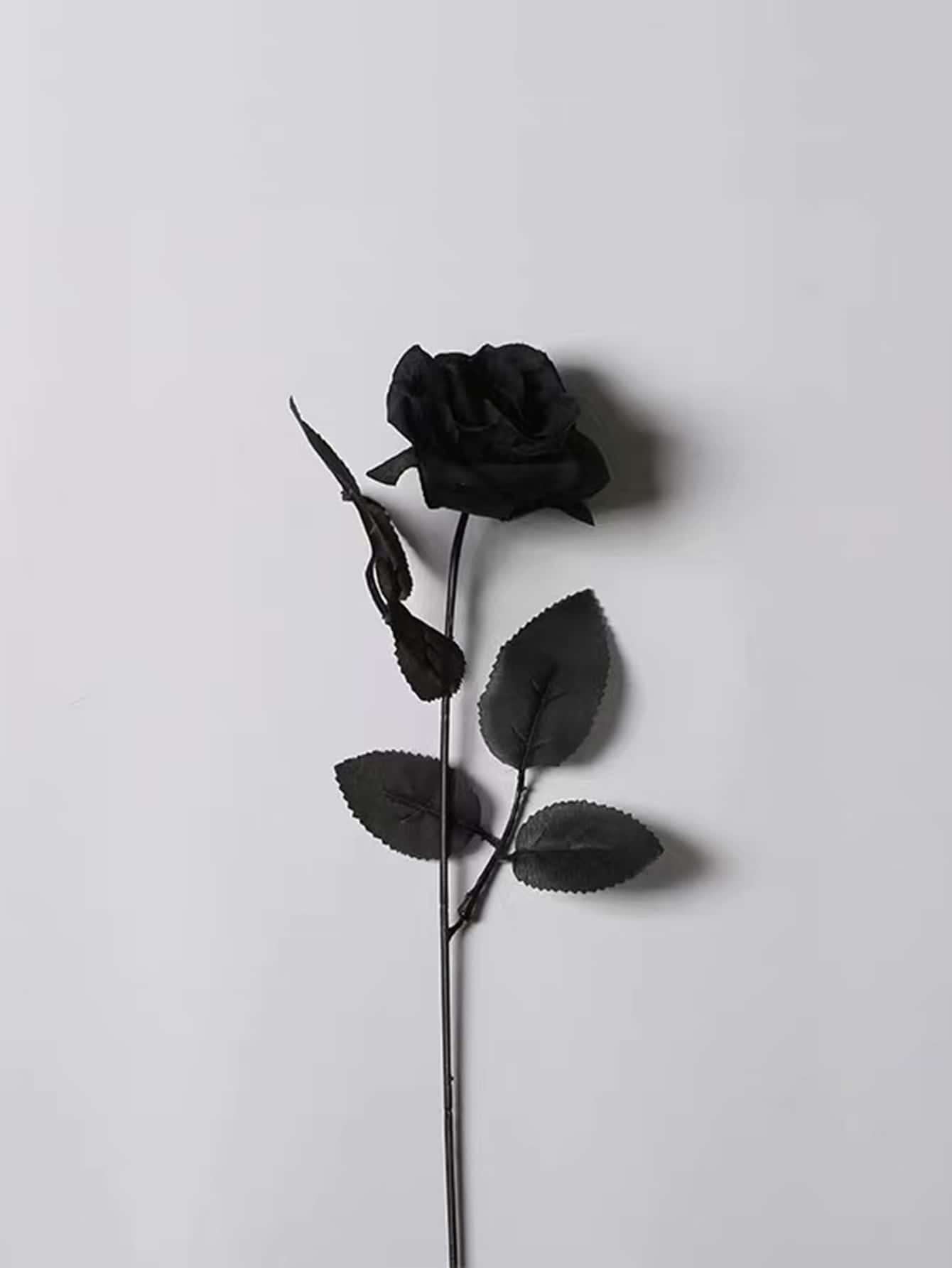 1入組黑色滌綸人造玫瑰花莖家居裝飾用人造花卉 - 黑色 - 查看 1