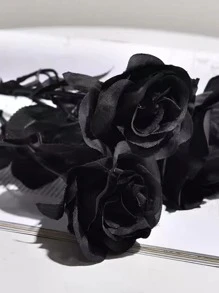 1入組黑色滌綸人造玫瑰花莖家居裝飾用人造花卉 - 黑色 - 查看 3