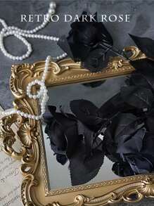 1入組黑色滌綸人造玫瑰花莖家居裝飾用人造花卉 - 黑色 - 查看 4