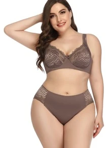 Set de lencería con encaje en contraste con aro