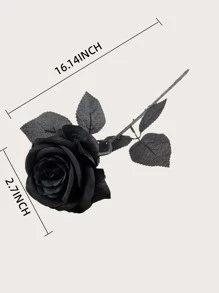 1入組黑色滌綸人造玫瑰花莖家居裝飾用人造花卉 - 黑色 - 查看 8