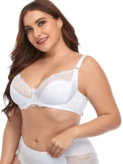 حمالة صدر دانتيل متباين اللون حلقة معدني مقاس كبير