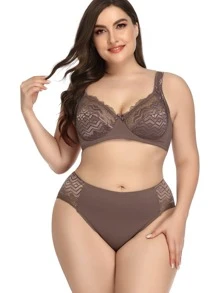 Set de lencería con encaje en contraste con aro