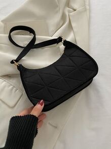 Túi vai màu trơn Thanh lịch - màu đen - Xem 2