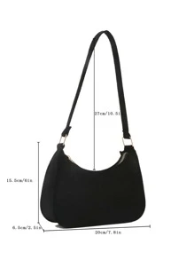 Túi vai màu trơn Thanh lịch - màu đen - Xem 3