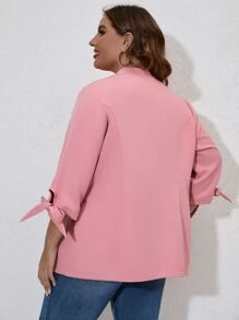 SHEIN Clasi Blazer de puño con nudo con parte delantera abierta